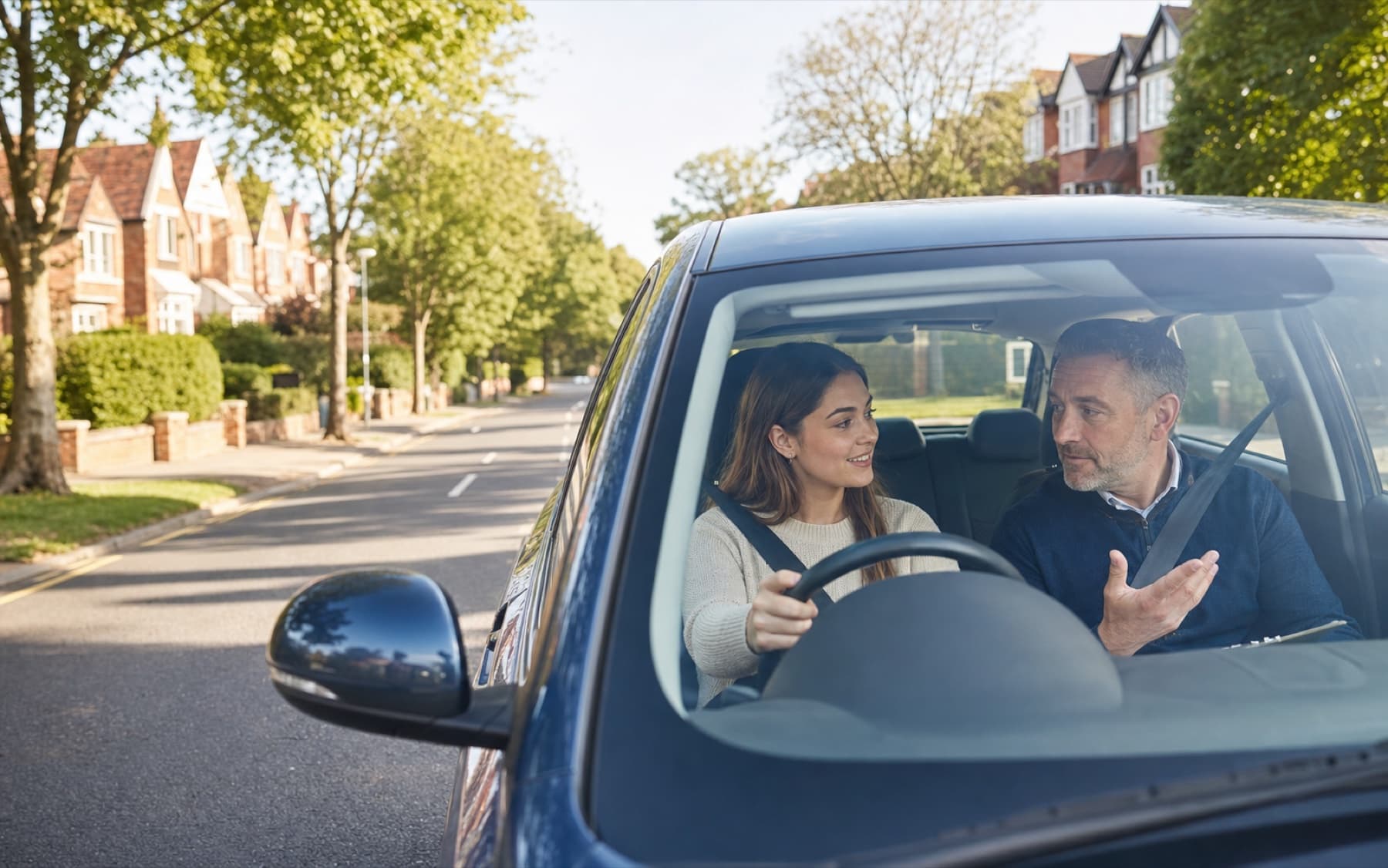 Learner and instructor planning a local pickup point in Nottingham